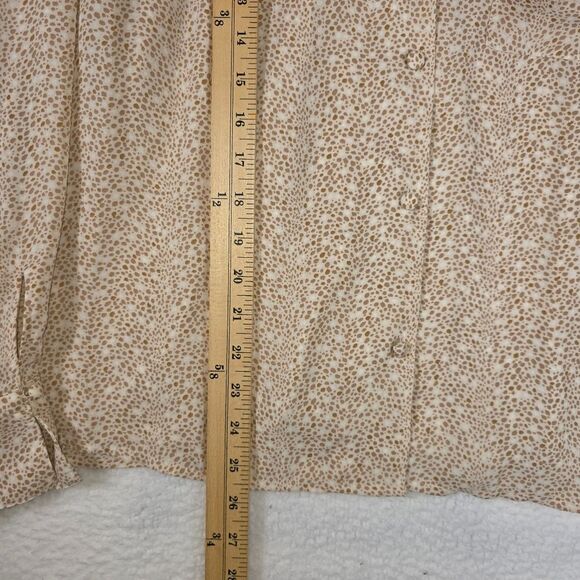 Worthington Spotted Button-Down Blouse Women’s 1X Neutral Tan Print - Picture 8 of 16